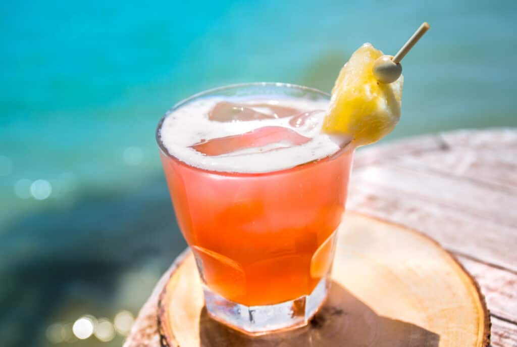 Sex on the beach mocktail made with sprite