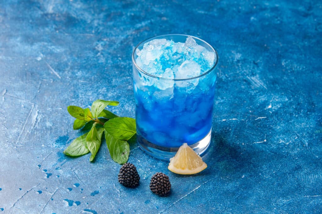 Blue lagoon mocktail with sprite