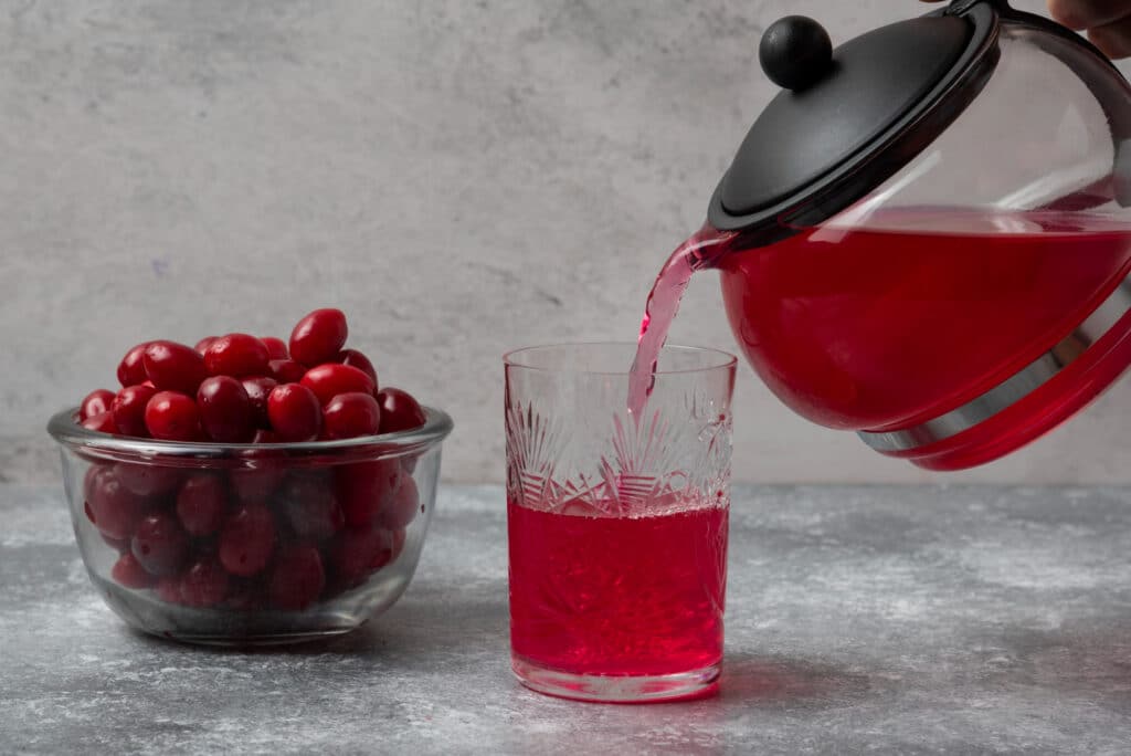 Cranberry mocktail being served