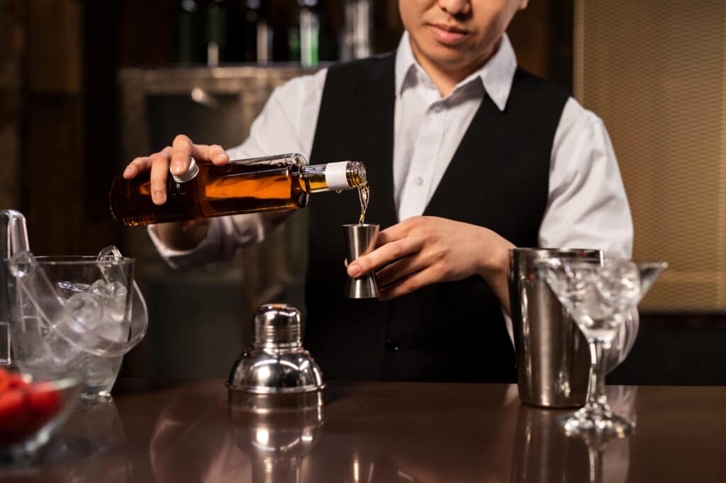 whiskey martini being made