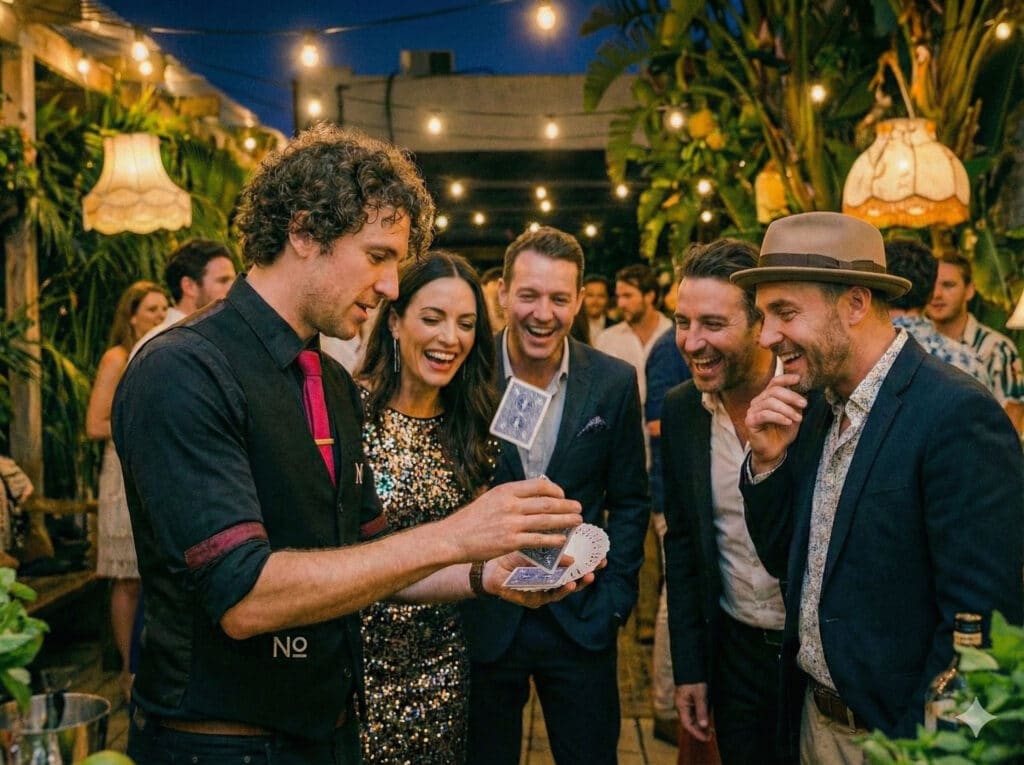 Magic tricks in a party in LA
