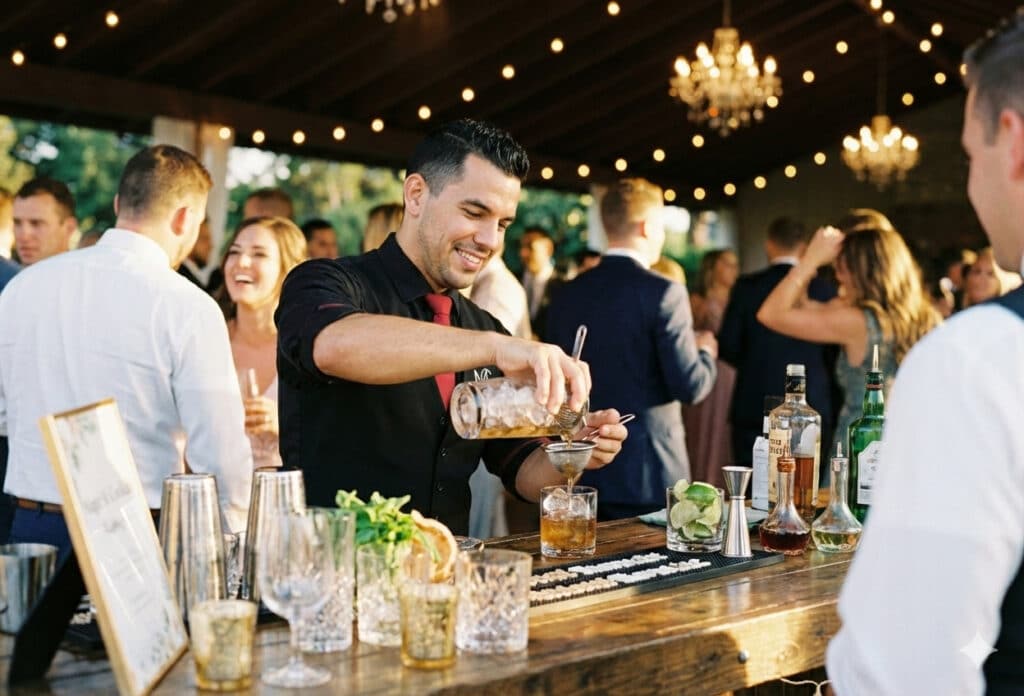 bartender serving drinks in a wedding