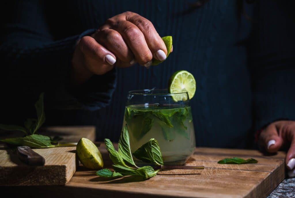 mojito cocktail being made