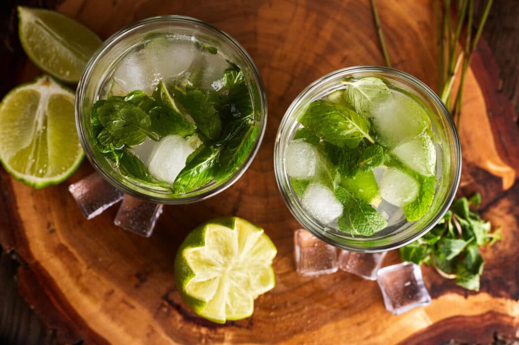 mojito cocktails on a table